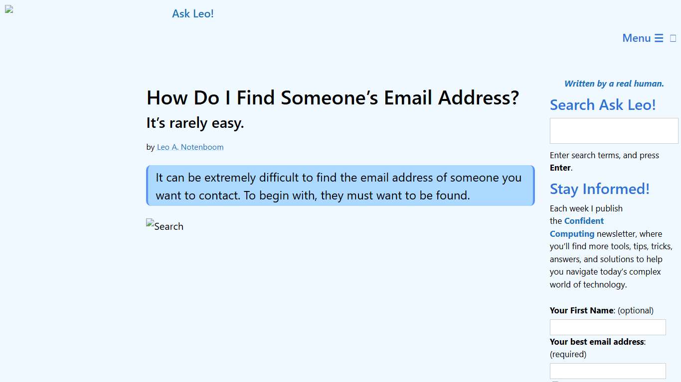 How Do I Find Someone's Email Address? - Ask Leo!